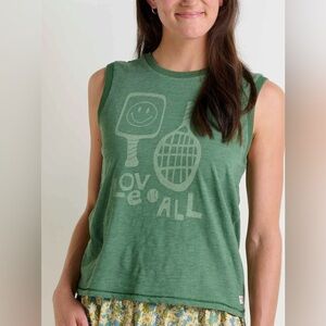 TOAD&CO Boundless Jersey Tank Love All Tennis Pickleball Green Size Large